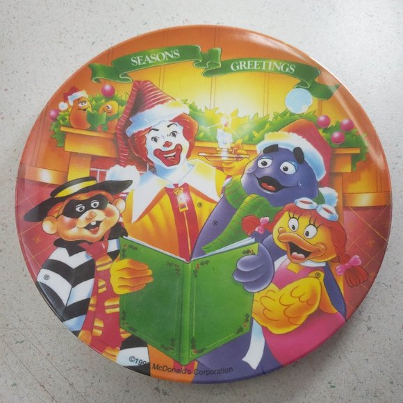 McDonald's Other - Ronald McDonald 1995 Christmas Seasons Greeting Caroling Plastic Plates